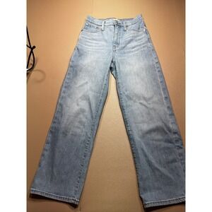Madewell Women‎ High Rise Wide Leg Jeans Light Wash Denim Fair Trade Size 26